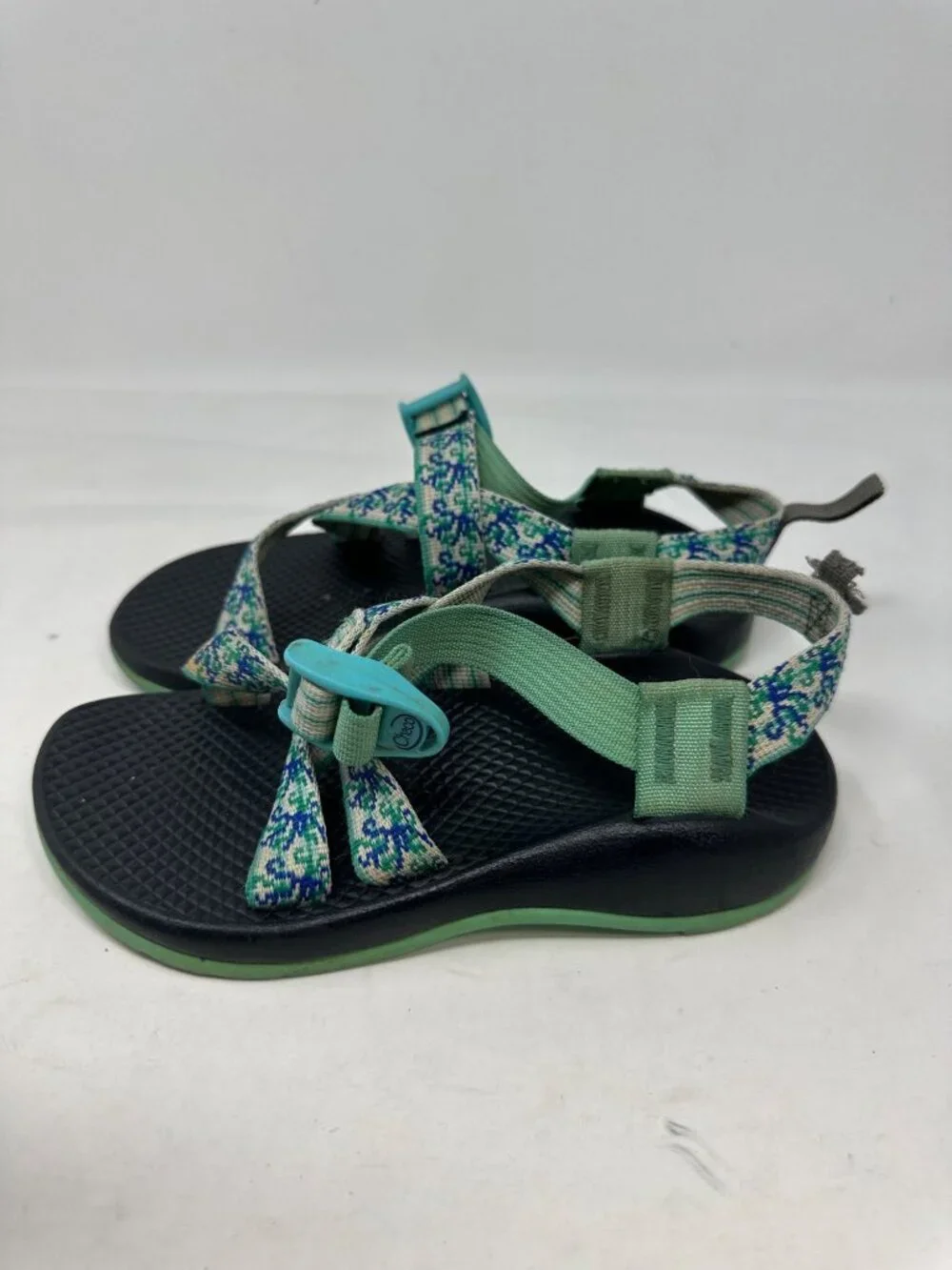 Chaco Kids Z/1 Classic Sport Sandals Size 1 Green Blue Hiking Water Shoes